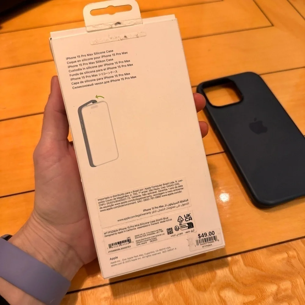 APPLE iphone 15 promax phone case official silicone case storm blue w box